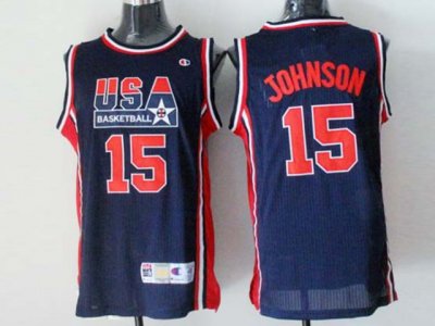 1992 Olympic Team USA #15 Magic Johnson Navy Jersey