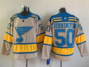 St. Louis Blues #50 Jordan Binnington Cream 2022 Winter Classic Jersey