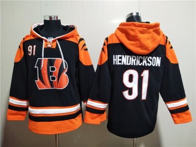 Cincinnati Bengals #91 Trey Hendrickson Black Pocket Pullover Hoodie Jersey