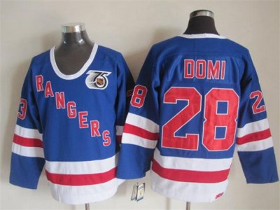 New York Rangers #28 Tie Domi CCM 75th Blue Jersey