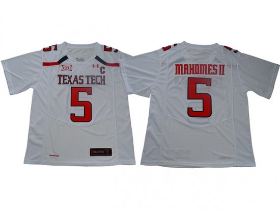 NCAA Texas Tech Red Raiders #5 Patrick Mahomes White College Football Jersey