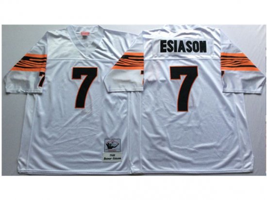 Cincinnati Bengals #7 Boomer Esiason 1989 Throwback White Jersey