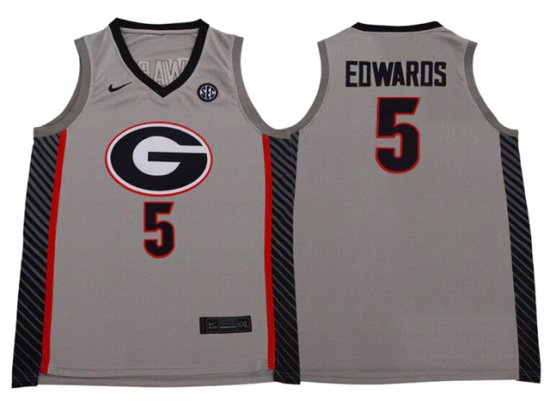 Georgia Bulldogs #5 Anthony Edwards Gray College Basketball Jersey