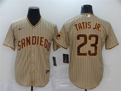San Diego Padres #23 Fernando Tatis Jr. Gray Pinstripe Cool Base Jersey