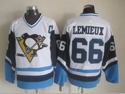 Pittsburgh Penguins #66 Mario Lemieux 1978 Vintage CCM White/Blue Jersey