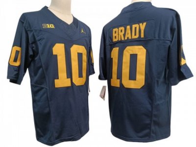 NCAA Michigan Wolverines #10 Tom Brady Navy F.U.S.E. Vapor Limited Jersey