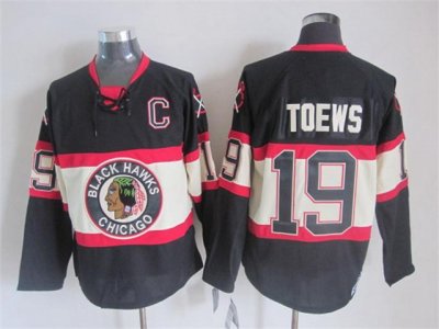 Chicago Blackhawks #19 Jonathan Toews 1930's CCM Vintage Black Jersey