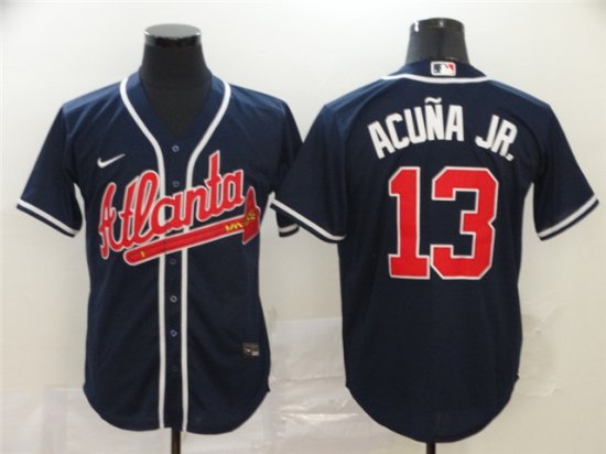Atlanta Braves #13 Ronald Acuna Jr. Navy Cool Base Jersey