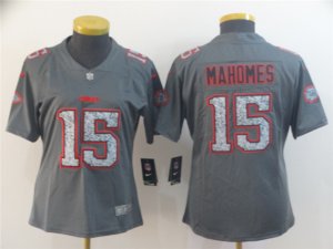 Women's Kansas City Chiefs #15 Patrick Mahomes Gray Camo Limited Jersey