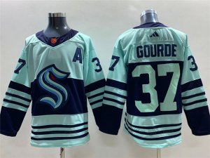 Seattle Kraken #37 Yanni Gourde Teal 2022/23 Reverse Retro Jersey