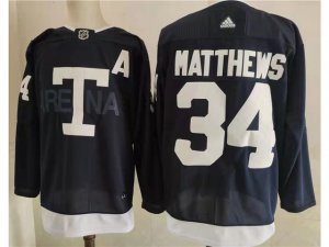 Toronto Maple Leafs #34 Auston Matthews Navy 2022 Heritage Classic Jersey