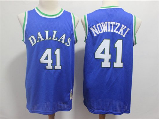 Dallas Mavericks #41 Dirk Nowitzki 1998-99 Blue Hardwood Classic Jersey
