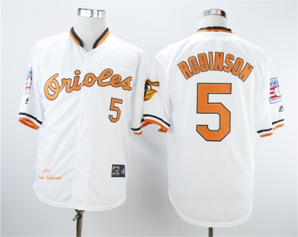 Baltimore Orioles #5 Brooks Robinson 1970 Throwback White Jersey - Click Image to Close