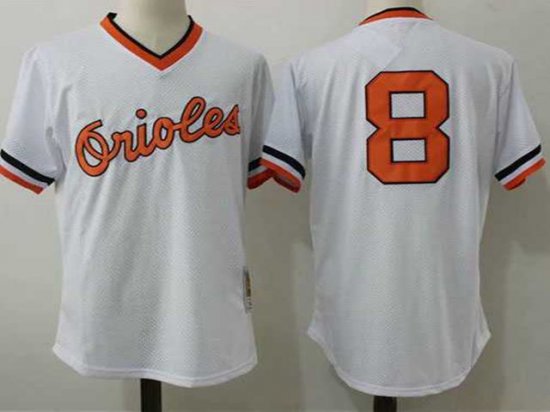 Baltimore Orioles #8 Cal Ripken Jr Mesh Throwback White Jersey