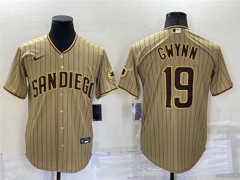 San Diego Padres #19 Tony Gwynn Gray Pinstripe Cool Base Jersey