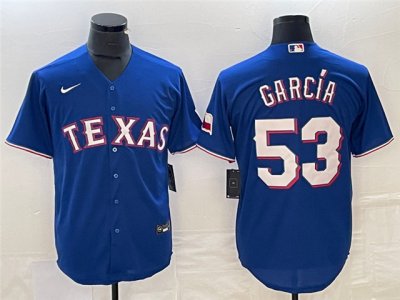 Texas Rangers #53 Adolis Garcia Royal Cool Base Jersey