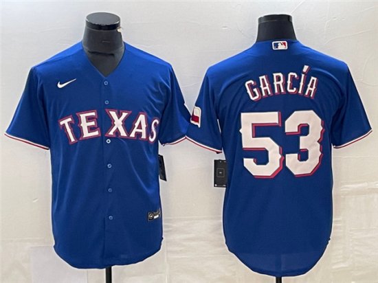 Texas Rangers #53 Adolis Garcia Royal Cool Base Jersey