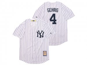 New York Yankees #4 Lou Gehrig White Cooperstown Collection Cool Base Jersey