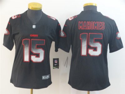 Women's Kansas City Chiefs #15 Patrick Mahomes Black Arch Smoke Limited Jersey