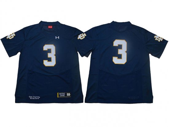 NCAA Notre Dame Fighting Irish #3 Navy College Football Jersey
