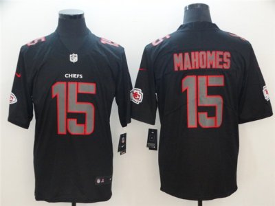 Kansas City Chiefs #15 Patrick Mahomes Black Red Letter Vapor Impact Limited Jersey