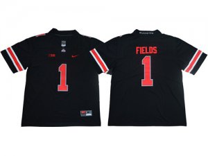 NCAA Ohio State Buckeyes #1 Justin Fields Black Red College Football Jersey