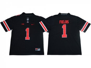 NCAA Ohio State Buckeyes #1 Justin Fields Black Red College Football Jersey