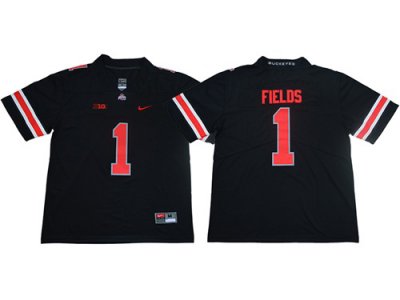 NCAA Ohio State Buckeyes #1 Justin Fields Black Red College Football Jersey