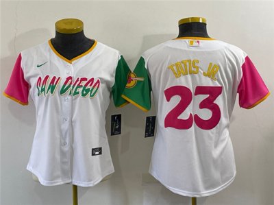 Women's San Diego Padres #23 Fernando Tatis Jr. White 2022 City Connect Cool Base Jersey