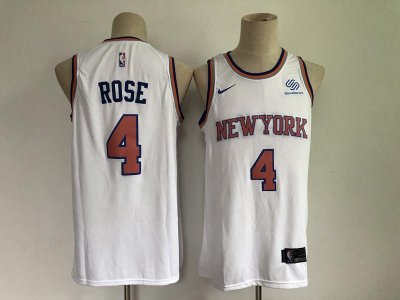 New York Knicks #4 Derrick Rose White Swingman Jersey