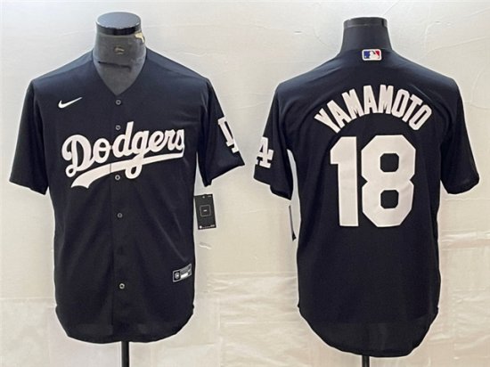 Los Angeles Dodgers #18 Yoshinobu Yamamoto Black Turn Back The Clock Jersey