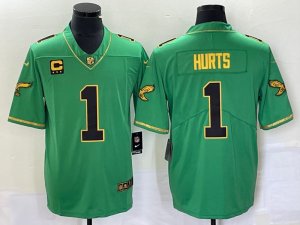 Philadelphia Eagles #1 Jalen Hurts Kelly Green Gold Vapor Limited Jersey