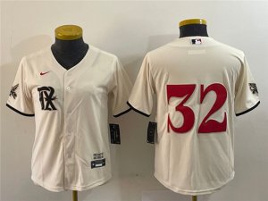 Womens Texas Rangers #32 Evan Carter Cream 2023 City Connect Jersey
