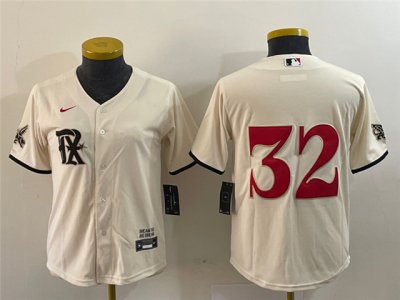 Womens Texas Rangers #32 Evan Carter Cream 2023 City Connect Jersey