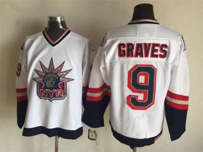 New York Rangers #9 Adam Graves 1998 CCM Liberty Logo White Jersey