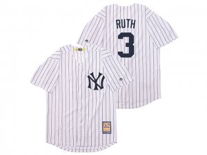 New York Yankees #3 Babe Ruth White Cooperstown Collection Cool Base Jersey
