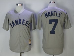 New York Yankees #7 Mickey Mantle Gray Cooperstown Collection Cool Base Jersey