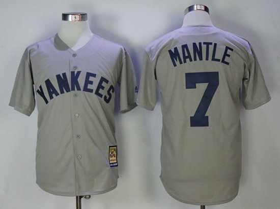 New York Yankees #7 Mickey Mantle Gray Cooperstown Collection Cool Base Jersey