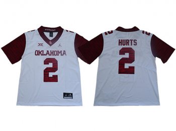 NCAA Oklahoma Sooners #2 Jalen Hurts White Game Winning Streak College Football Jersey