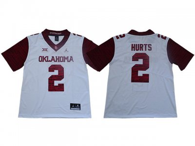 NCAA Oklahoma Sooners #2 Jalen Hurts White Game Winning Streak College Football Jersey