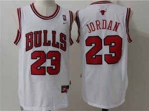 Chicago Bulls #23 Michael Jordan Throwback White Jersey