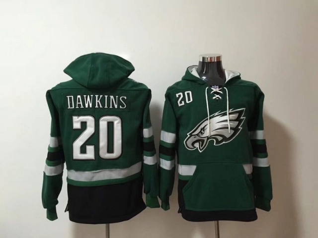 Philadelphia Eagles #20 Brian Dawkins Green Pocket Pullover Hoodie - Click Image to Close