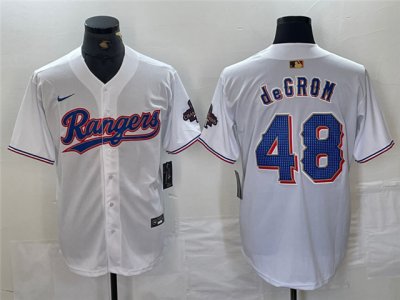 Texas Rangers #48 Jacob deGrom White 2024 Gold Collection Limited Jersey