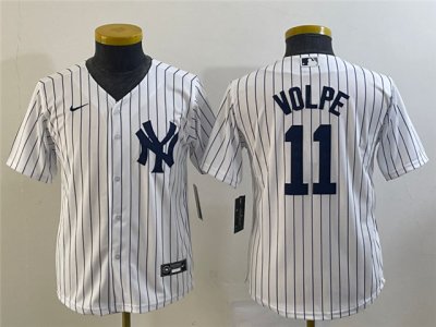 Youth New York Yankees #11 Anthony Volpe White Cool Base Jersey